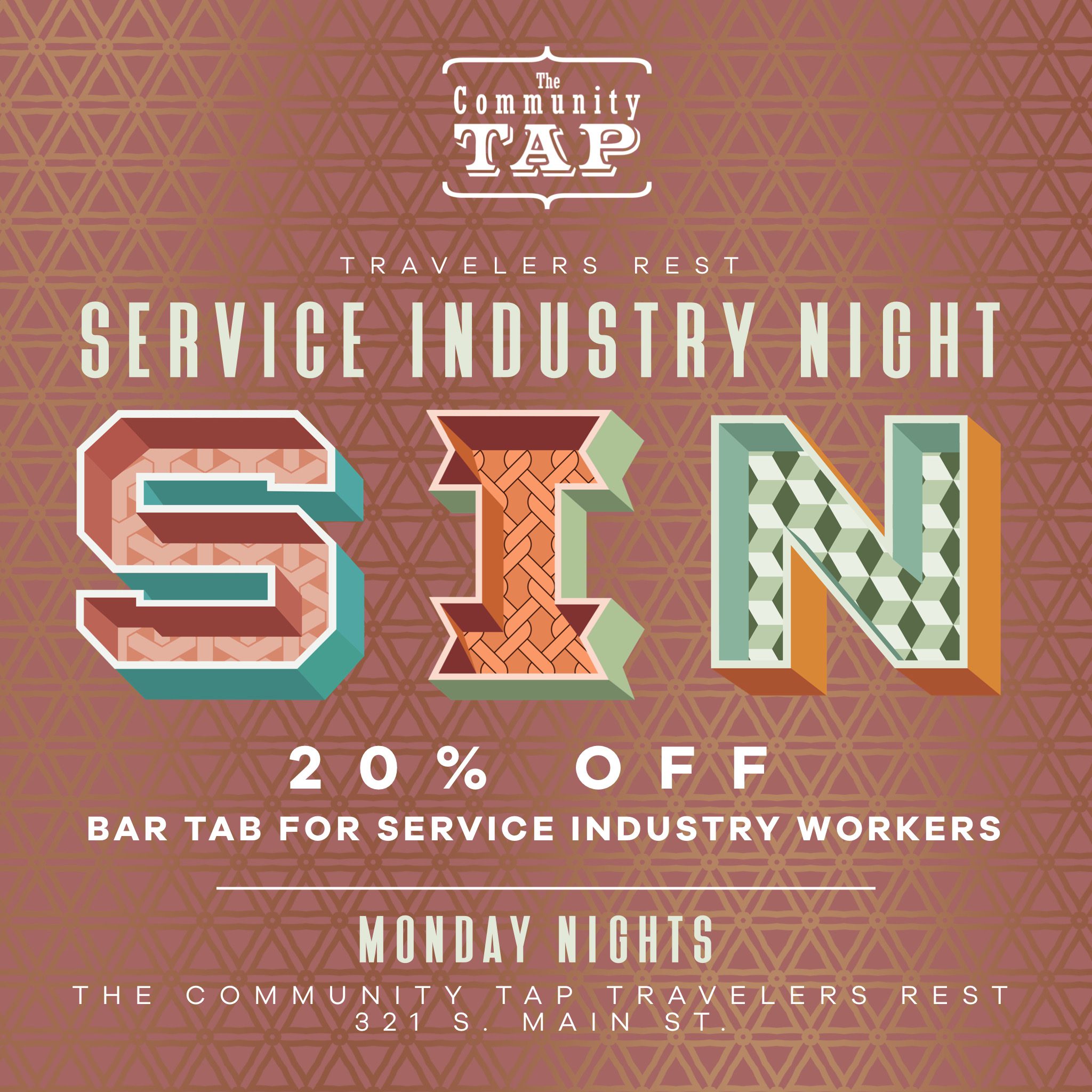 Service Industry Night @ The Community Tap Travelers Rest